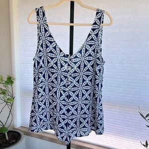 Show Me Your MuMu Beach Block Print Romper Blue White Small Coastal Boho Casual